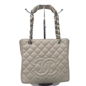 Authentic Chanel Caviar Petite Shopping Tote Ivory